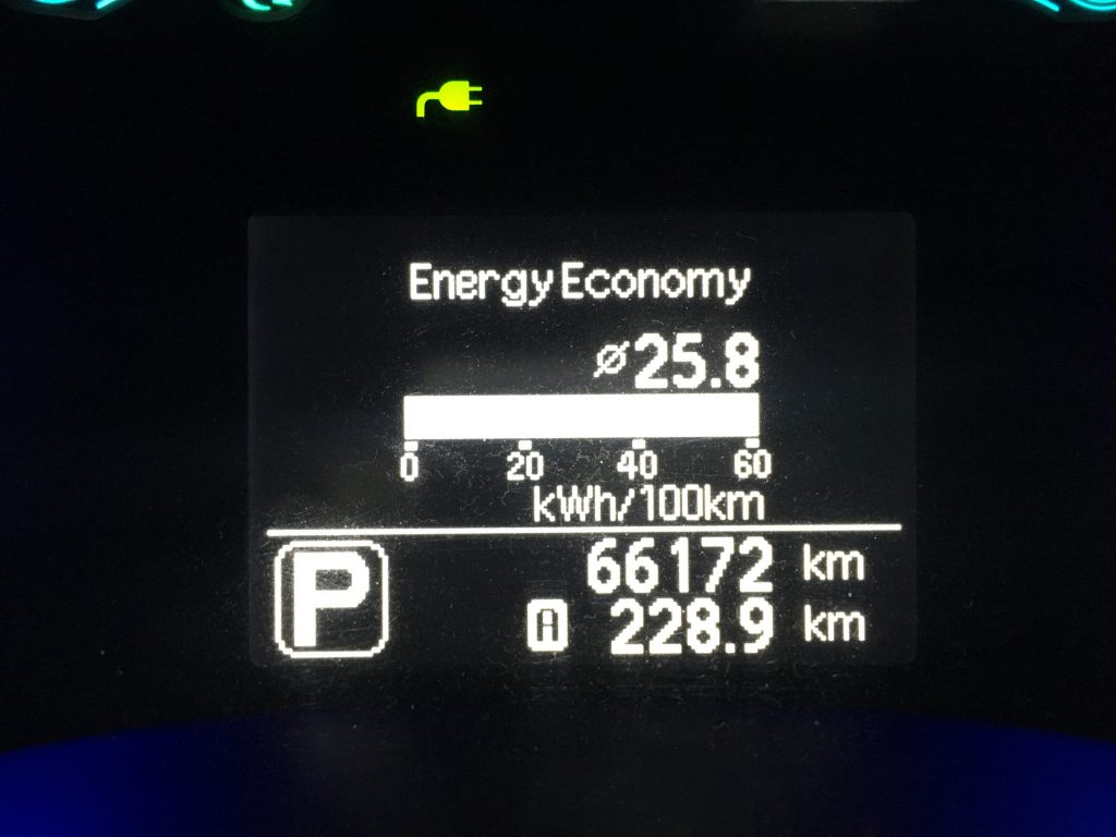 24 kWh-ás LEAF fogyasztása a tesztúton