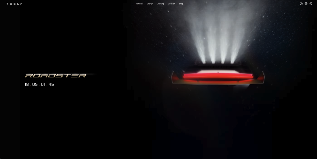 Tesla weboldal - Roadster coming soon